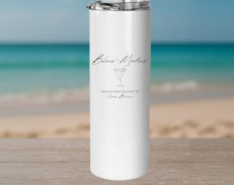 Bikinis & Martinis Bachelorette Tumbler – Personalized Bridal Party Gift