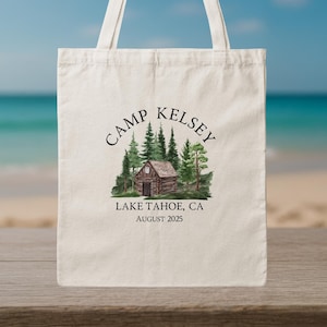 Camp Bachelorette Tote Bag - Rustic Cabin Bachelorette Party Favor - Outdoor Bridal Party Gift Bag - Camping Bach Weekend Tote