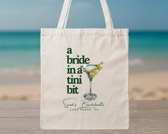 Personalized Bachelorette Tote Bag: Martini Design, Beach Party Favor
