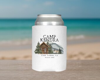 Camp Bachelorette Party Can Cooler: Rustic Bridal Cabin Weekend