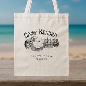 Camp Bachelorette Tote Bag - Rustic Cabin Bachelorette Party Favor - Outdoor Bridal Party Gift Bag - Camping Bach Weekend Tote