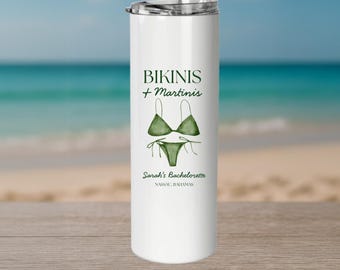 Bikinis & Martinis Bachelorette Party Tumbler – Personalized Bridal Gift