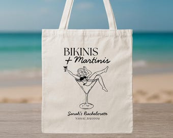 Custom Bachelorette Party Tote Bag – Bikinis + Martinis Design