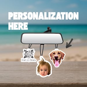 Custom Car Air Freshener – Personalized Photo Air Freshener with Your Pet, Face, Logo or Text – Coastal Scents – Teakwood or Linen