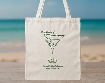 Personalized Bachelorette Martini Tote Bag: Beach Party Favor