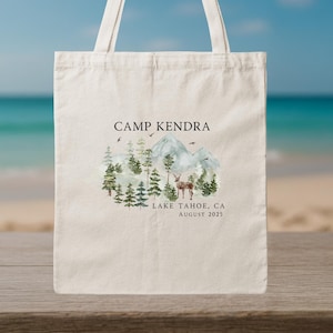 Camp Bachelorette Tote Bag - Rustic Cabin Bachelorette Party Favor - Outdoor Bridal Party Gift Bag - Camping Bach Weekend Tote