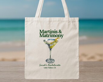 Personalized Bachelorette Martini Tote Bag: Beach Party Favor