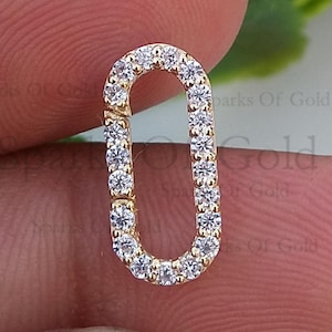Natural 0.19 Ct Diamond Oval Push Lock Clasp Finding 14K Yellow Gold Jewelry Accessories Necklace Enhancer