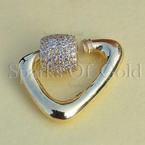 Triangle Shaped Carabiner Clasp Necklace Enhancer Solid 14K Yellow Gold Pave Diamond Finding Jewelry Accessories