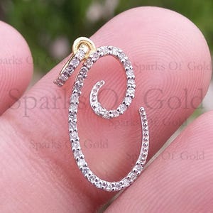 Personalized 0.24 Ct Genuine Diamond Initial &quot;C&quot; Charm Pendant 14K Solid Yellow Gold Party Wear Jewelry Name Custom Initials, Jewelry Gift