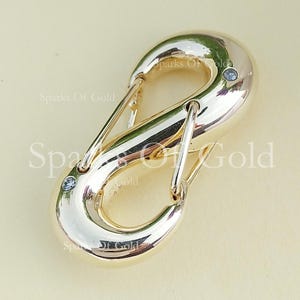 Solid 14K Yellow Gold Spring Clasp Finding Jewelry Connector Double Side Openable Lock Handmade Clasp Diamond Jewelry Making 35mm