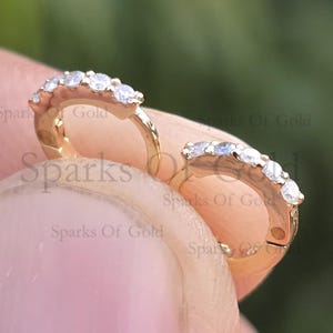 0.12 Ct Tiny Diamond Huggies 14k Yellow Gold Diamond Huggie Earrings, Party Wear Minimalist Jewelry Birthday Gift