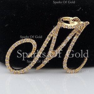 0.41 Ct Natural Diamond Initial M Pendant Solid 14K Yellow Gold Jewelry, Letter Pendant, Custom Personalized Alphabets, Diamond Gift for Her