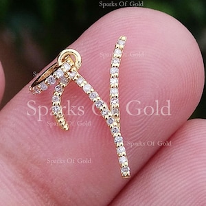 Initial Y Diamant Charm Anhänger für Halskette, Benutzerdefinierte Buchstabe Charm Anhänger, 14k Gelbgold Alphabet Charm Anhänger, Party Wear Schmuck Geburtstagsgeschenke