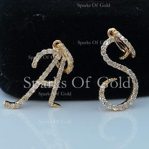 14K Solid Gold 0.23 Ct Natural Diamond Initial &quot;A&quot; Charm Pendant Party Wear Jewelry Name Initial Custom Pendants, Personalized Jewelry
