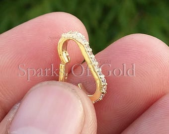 Broche ovalado de oro macizo de 14 quilates con diamantes, realzador de collar