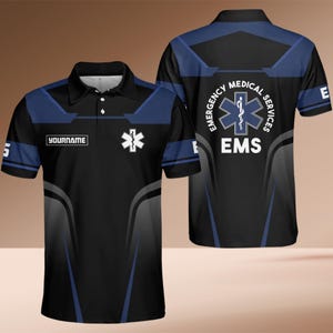 EMS Polo Shirt Custom Name Emergency Medical Services Star of Life Uniform