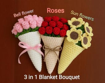 Gehäkelte Decke Blumenstrauß
