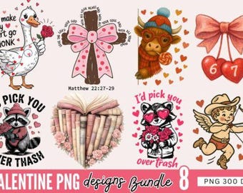 Valentine 8 PNG Bundle, Lustige Valentinstag