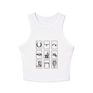 Western Collage Racer Tank Top, Cowgirl Tank, Southwest Style Shirt, Rodeo Graphic Tee, Tribal Print Summer Top