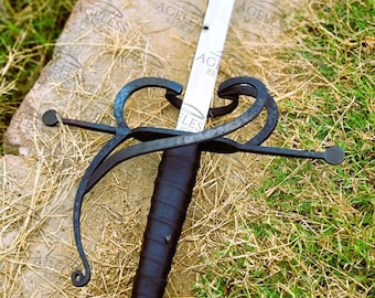 Handmade Medieval Rapier Sword with Leather Sheath | Viking Costume Prop