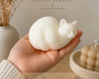 Candela gatto fatta a mano | Candela decorativa animale | Idea regalo originale amante gatti | Cat candle handmade | Home decor
