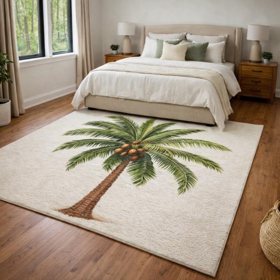 Tropical Palm Tree Bedroom Rug - Etsy