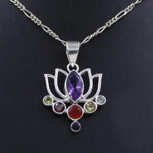 925 Sterling Silver Lotus Necklace – Chakra Lotus Flower Pendant