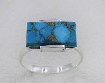 Pierścień Artisan Rectangular Turquoise Matrix Silver, rozmiar 7