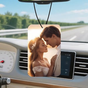 Custom Photo Car Air Freshener, Personalized Hanging Decor, Scent Options