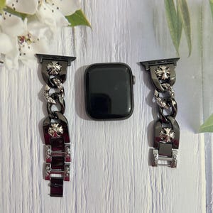 Metal Chain Bracelet for iWatch, Punk Watch Strap, Cross style Design,Gothic Cross Chain Apple Watch Band,Watch Strap with Cross Charms