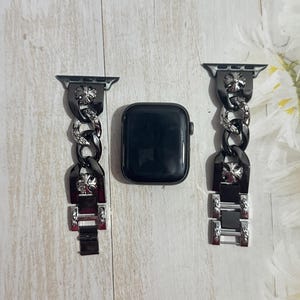 Black Metal Chain Apple Watch Strap, Punk Watch Strap, Cross style Design,Gothic Cross Chain Apple Watch Band