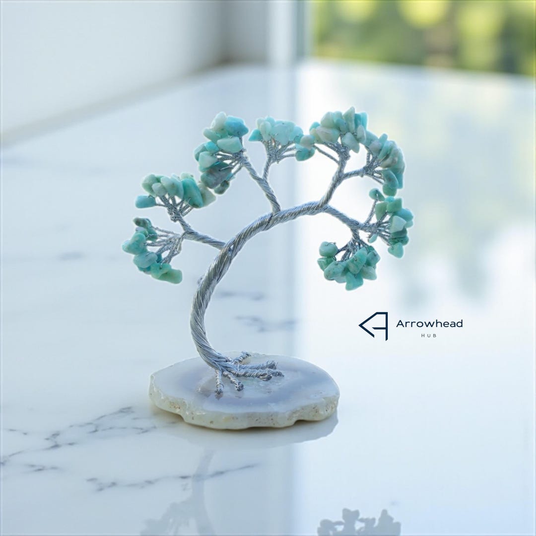 Handmade Amazonite Gem Tree: Crystal Healing Decor Jawellery Home Use ...