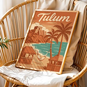 Vintage Tulum Travel Poster: Mexico Beach Art Print (PDF A5 A4 A3
