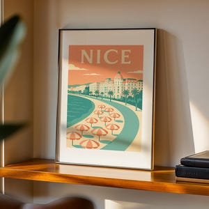 Nice Travel Poster | French Riviera Wall Art | Côte d’Azur Beach Print