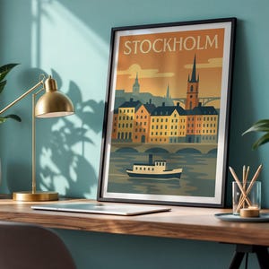 Vintage Stockholm Travel Poster: Sweden City Art Print (PDF Download A5 A4 A3)