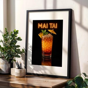 Mai Tai Cocktail Print: Tropical Tiki Bar Art (Digital Download A3 A4 A5)