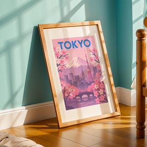 Vintage Tokyo Travel Poster: Japan Skyline Art Print (PDF Download A5 A4 A3)