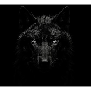 Retrato de lobo preto e branco: impressão artística moderna da vida selvagem (download em PDF A5-A3)