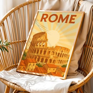 Póster vintage de Roma: Impresión del Coliseo, arte urbano italiano (Descarga PDF A5 A4 A3)