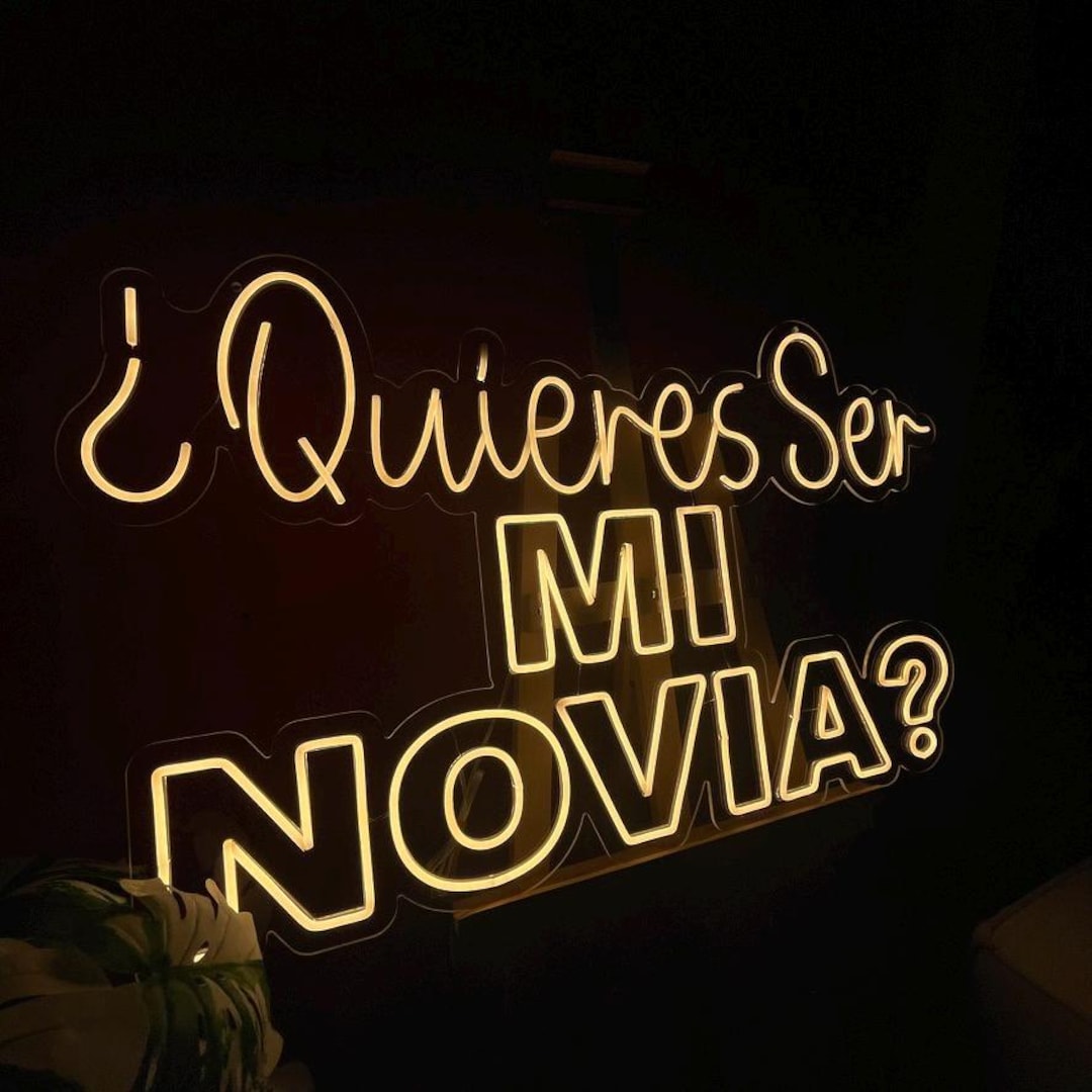 Spanish Proposal Neon Sign Quieres Ser Mi Novia, Yellow LED
