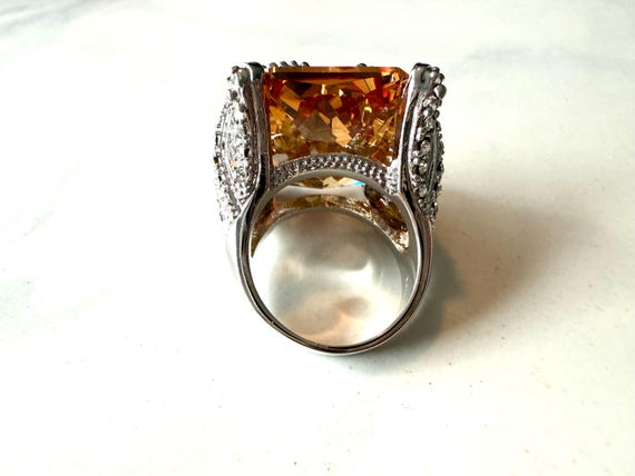 Orange Gemstone Cocktail Ring Size 8 - image 4