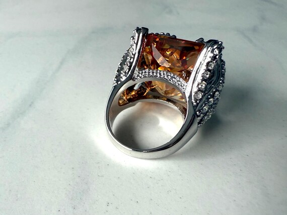 Orange Gemstone Cocktail Ring Size 8 - image 6