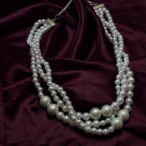 Handmade Faux Pearl Necklace Boho • Bridal Festival Jewelry • Adjustable 18&quot; Vintage Style
