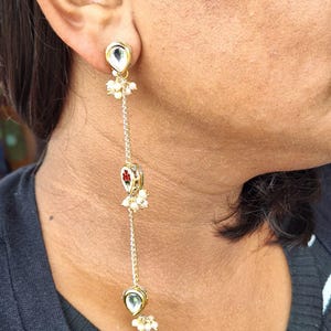 Handgefertigte Kundan Ohrringe | Traditioneller indischer Schmuck | Braut Anhänger festlich | Ethno Geschenk für sie