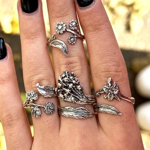 Blumen Ringe für Frauen, Gänseblümchen Ring, Orchidee Ring, Lilie Ring, Maiglöckchen Ring, Muttertagsgeschenk, Geburtstagsgeschenk, Handgemachte Einzigartige Ringe