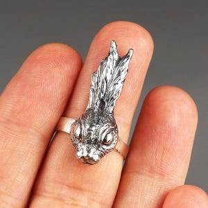 Silver Bunny Ring, Sterling Silver Rabbit Ring, Handmade Hare Jewelry, Gift for Animal Lovers