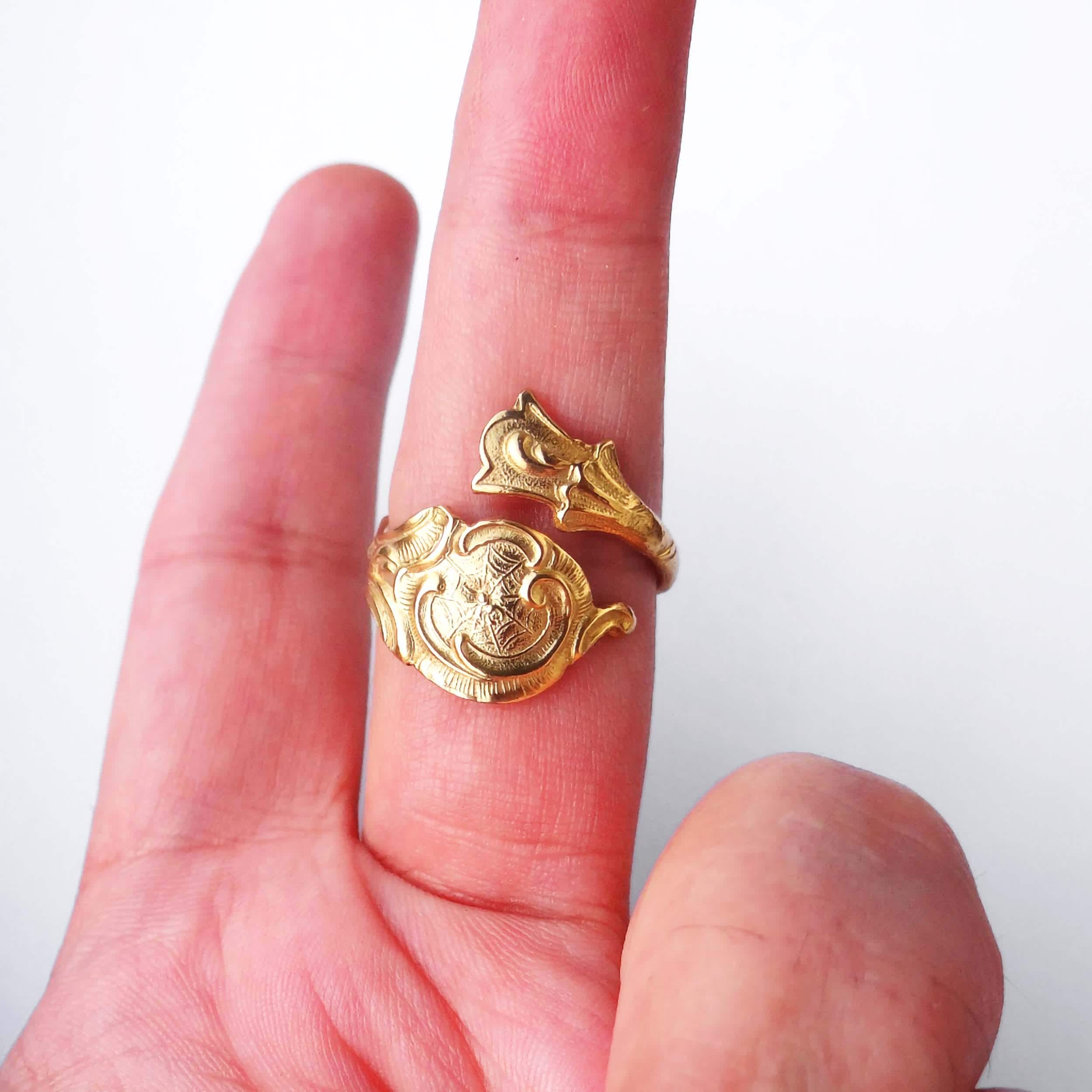 Serviettenring Metall Löffelring „Blume" Verstellbar – Antik