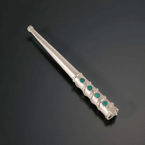 Sterling Silver Cigarette Holder for Regular Size Cigarettes with Snake Design and Natural Turquoise Cabochons, Vintage Elegant Gift