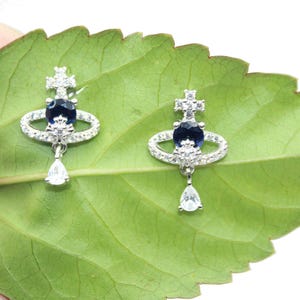 Emerald Sapphire Ruby CZ Sterling Silver Drop Earrings, Halo Teardrop